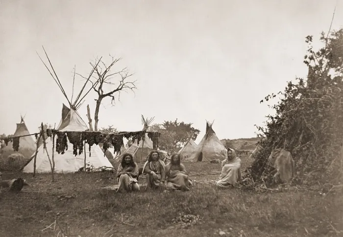 Framed Print : Buffalo meat dries in an Arapaho camp near Fort Dodge, Kansas, 1870, photo by William S. Soule (BSLOC_2019_9_70) Framed Print : Buffalo meat dries in an Arapaho camp near Fort Dodge, Kansas, 1870, photo by William S. Soule (BSLOC_2019_9_70)