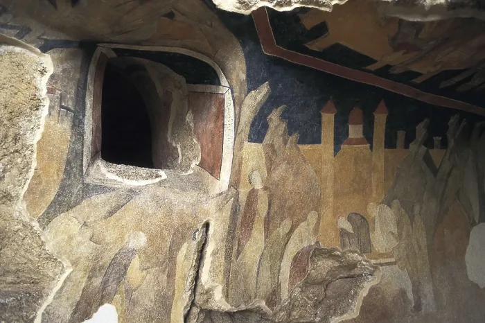 Framed Print : BULGARIA. RUSE. Ivanovo. Portico and mural paintings of the church 'God's Ravine' (13th c.). Late Byzantine art. Painting. AISA / Everett Collection**US SALES ONLY**