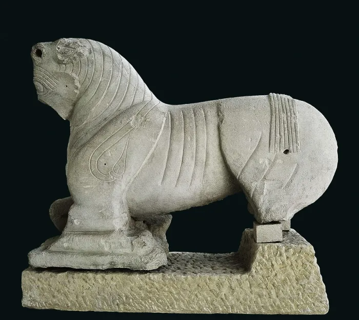 Framed Print : Bull of Porcuna. ca. 475 - 430 BC. Iberian art. Sculpture on rock. SPAIN. Jaen. Jaen's Provincial Museum. Proc: SPAIN. Porcuna. Necropolis of Cerrillo Blanco