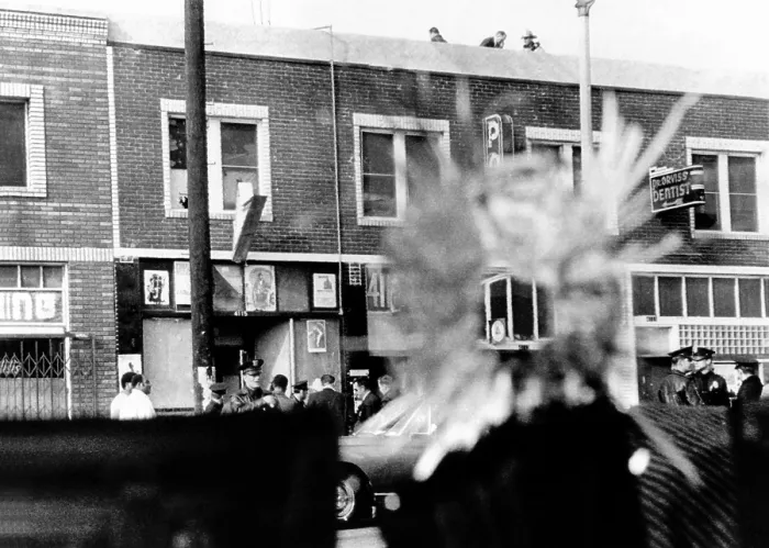 Framed Print : A bullet hole in a storefront window was made during four hours exchange of gunfire between Los Angeles Police and Black Panthers. Dec. 8, 1969 Framed Print : A bullet hole in a storefront window was made during four hours exchange of gunfire between Los Angeles Police and Black Panthers. Dec. 8, 1969