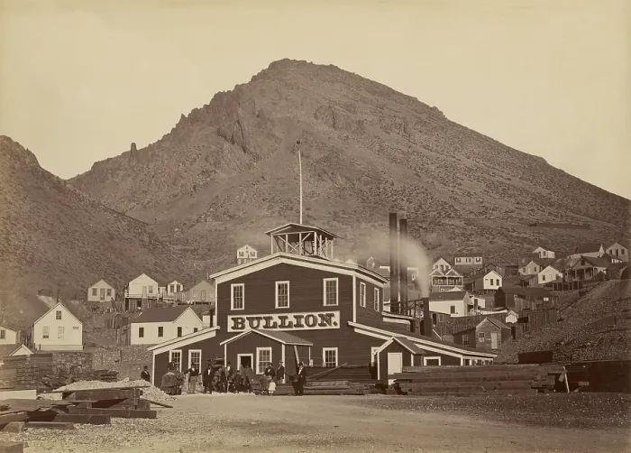 Framed Print : Bullion Mine, Virginia City, Nevada, by Carleton Watkins, 1875-1877