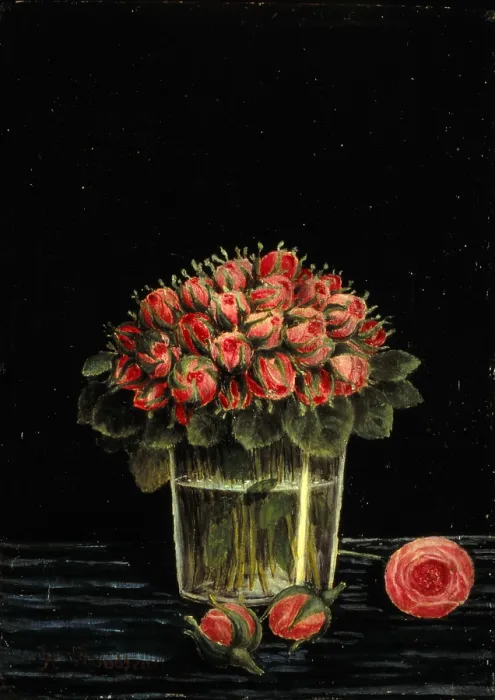 Framed Print : Bunch of Roses, by Henri Rousseau detto il Doganiere, 1882, 19th Century, oil on canvas, 25, 7 x 18, 7 cm - Germany, Bnnigheim, Charlotte Zander Museum. Whole artwork view