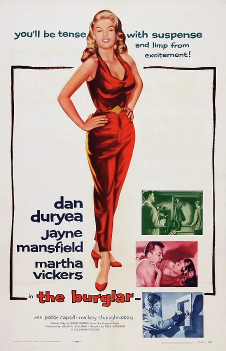Framed Print : THE BURGLAR, US poster art, Jayne Mansfield, Dan Duryea, Martha Vickers, Mickey Shaughnessy, 1957