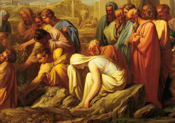 Framed Print : Burial of the Ashes of Themistocles in Attic Ground, 1805, 19th Century, oil on board - Italy, Lombardy, Milan, Brera Academy of Fine Arts. Detail Framed Print : Burial of the Ashes of Themistocles in Attic Ground, 1805, 19th Century, oil on board - Italy, Lombardy, Milan, Brera Academy of Fine Arts. Detail