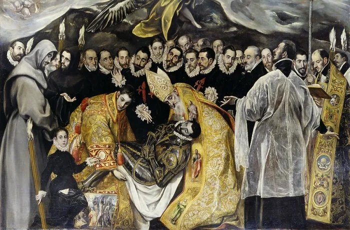Framed Print : The Burial of the Count of Orgaz (El entierro del Conde de Orgaz), by El Greco, 1586, 16th Century, oil on canvas, 480 x 360 cm - Spain, Toledo, Church of Santo Tom. Detail