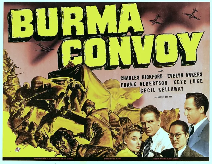 Framed Print : BURMA CONVOY, from left: Evelyn Ankers, Charles Bickford, Keye Luke, Frank Albertson, 1941