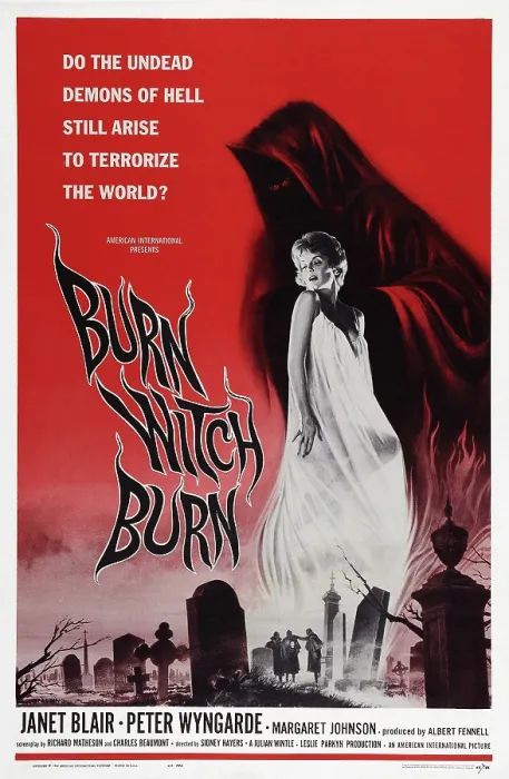 Framed Print : BURN WITCH BURN! (aka NIGHT OF THE EAGLE), US poster art, Janet Blair, 1962