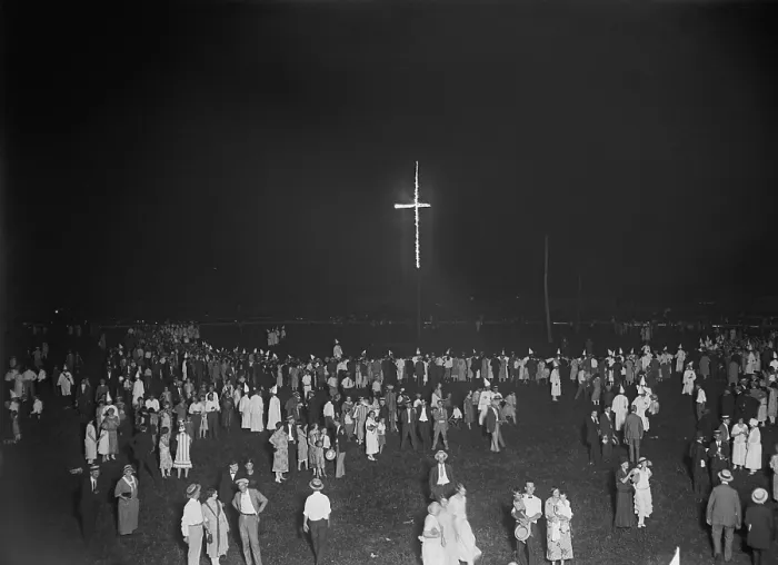 Framed Print : Burning of 80 ft. cross at a Ku Klux Klan rally in Arlington, Virginia, August 9, 1925