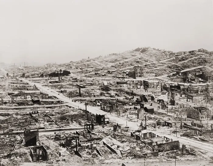 Framed Print : Burnt out ruins of San Francisco after the 3-day fire that followed the earthquake of April 18, 1906 (BSLOC_2017_17_20) Framed Print : Burnt out ruins of San Francisco after the 3-day fire that followed the earthquake of April 18, 1906 (BSLOC_2017_17_20)