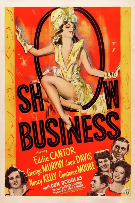 Framed Print : SHOW BUSINESS, US poster, Constance Moore (bottom left), George Murphy, Joan Davis, Eddie Cantor, Nancy Kelly, (bottom right, clockwise from bottom), 1944