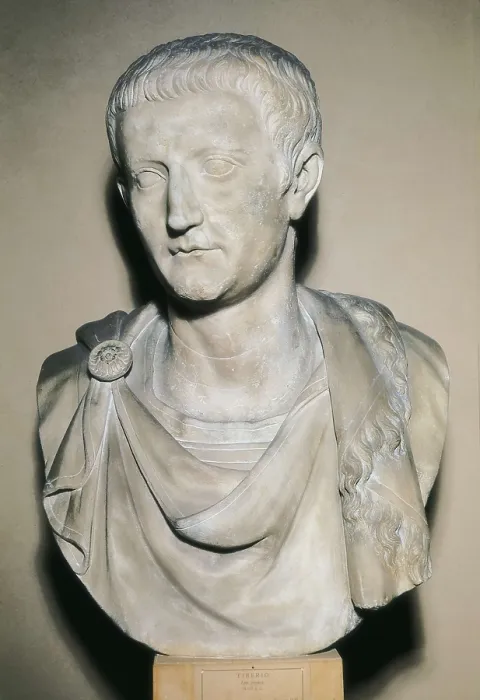 Framed Print : Bust of Tiberius. 1st c. Roman art. Sculpture on marble. ITALY. Venice. Archaeological Museum. AISA / Everett Collection**US SALES ONLY**