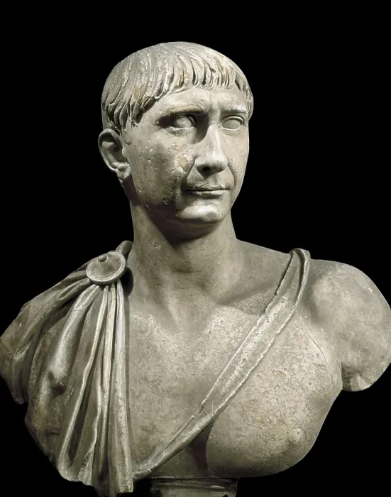 Framed Print : Bust of Trajan. ca. 108. Roman art. Early Empire. Sculpture on marble. ITALY. Rome. Capitoline Museums. AISA / Everett Collection**US SALES ONLY**