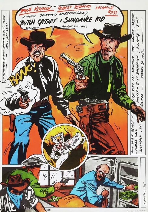 Framed Print : BUTCH CASSIDY AND THE SUNDANCE KID, (aka BUTCH CASSIDY I SUNDANCE KID) Polish poster, from left: Robert Redford, Paul Newman, 1969