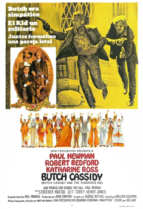 Framed Print : BUTCH CASSIDY AND THE SUNDANCE KID, top left from left: Katharine Ross, Paul Newman (seated), Robert Redford, top right from left: Paul Newman, Robert Redford, 1969