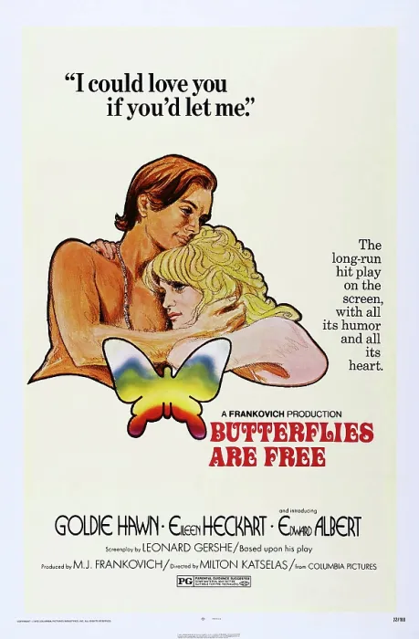 Framed Print : BUTTERFLIES ARE FREE, US poster, from left: Edward Albert, Goldie Hawn, 1972 Framed Print : BUTTERFLIES ARE FREE, US poster, from left: Edward Albert, Goldie Hawn, 1972