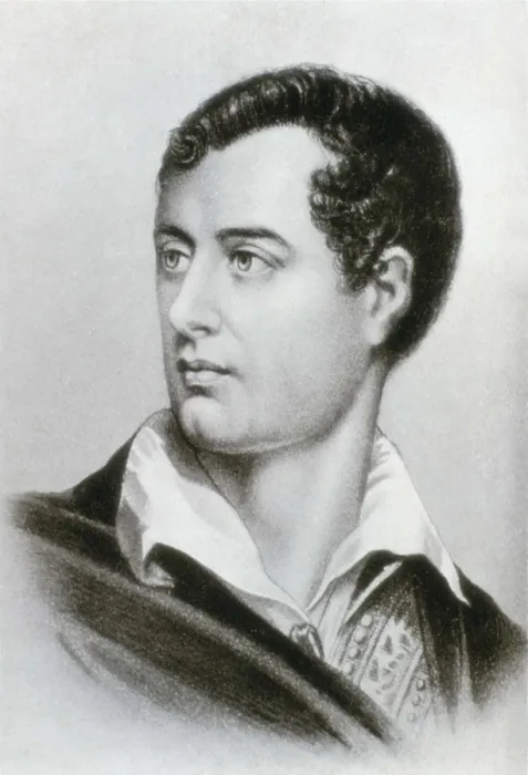 Framed Print : Byron, George Gordon Byron, 6th Baron, called 'Lord Byron' (1788-1824). Portrait after a Thomas Phillips painting. Painting. SPAIN. Barcelona