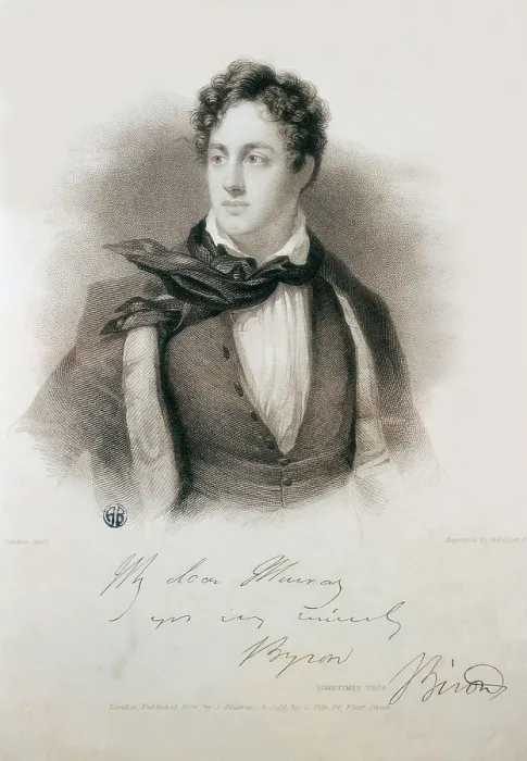 Framed Print : Byron, George Gordon Byron, 6th Baron, called 'Lord Byron' (1788-1824). Etching. AISA / Everett Collection**US SALES ONLY**