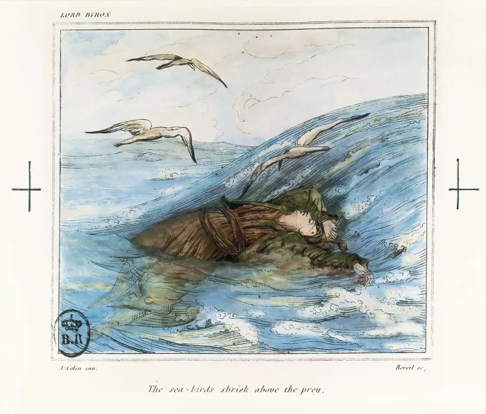 Framed Print : Byron, George Gordon Byron, 6th Baron, called 'Lord Byron' (1788-1824). Illustration of the poem 'The Corsair' (1814). Painting. FRANCE. Paris