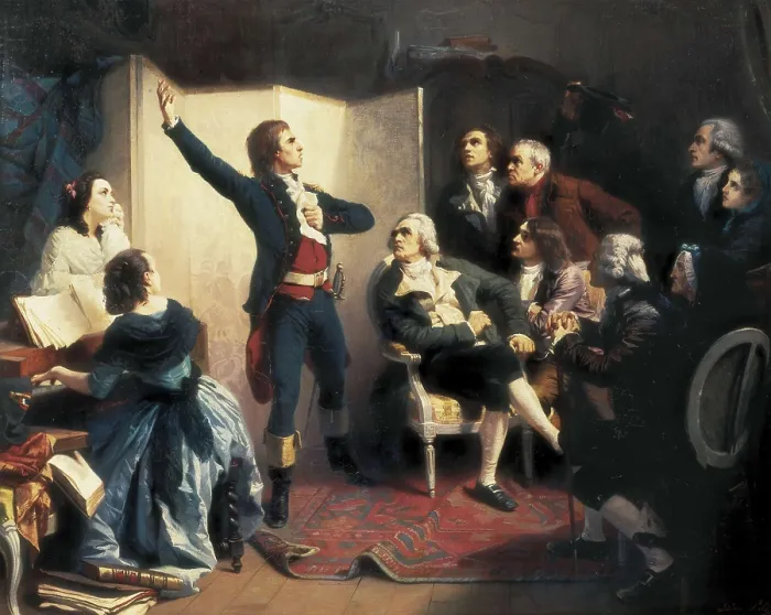 Framed Print : CABANES, Louis (1867-ca. 1936). La Marseillaise. 1895. French Revolution. Rouget de Lisle sings for the first time the French national anthem La Marsellaise in Strasbourg