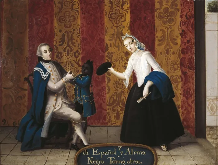 Framed Print : CABRERA, Miguel (1695-1768). Mixed races. From Spanish and Albina Negro: Torna atrs. 1760s. From Spanish and Albino: Negro Torna atrs. Oil on canvas. SPAIN. Madrid Framed Print : CABRERA, Miguel (1695-1768). Mixed races. From Spanish and Albina Negro: Torna atrs. 1760s. From Spanish and Albino: Negro Torna atrs. Oil on canvas. SPAIN. Madrid