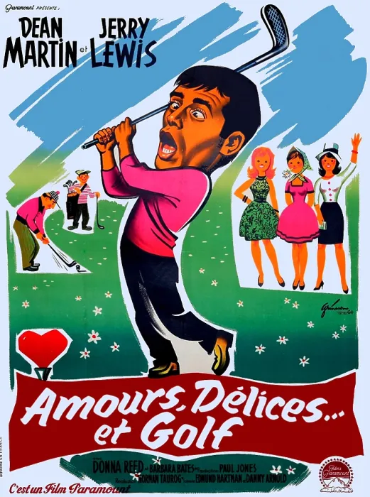 Framed Print : THE CADDY, (aka AMOURS, DELICIES ET GOLF), Jerry Lewis on French poster art, 1953 Framed Print : THE CADDY, (aka AMOURS, DELICIES ET GOLF), Jerry Lewis on French poster art, 1953