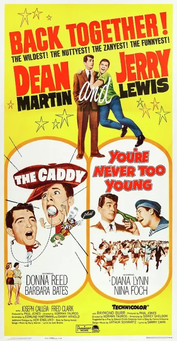 Framed Print : THE CADDY, US poster art, from left: Dean Martin, Jerry Lewis, 1953; double bill: YOU'RE NEVER TOO YOUNG, US poster art, from left: Dean Martin, Jerry Lewis, 1955