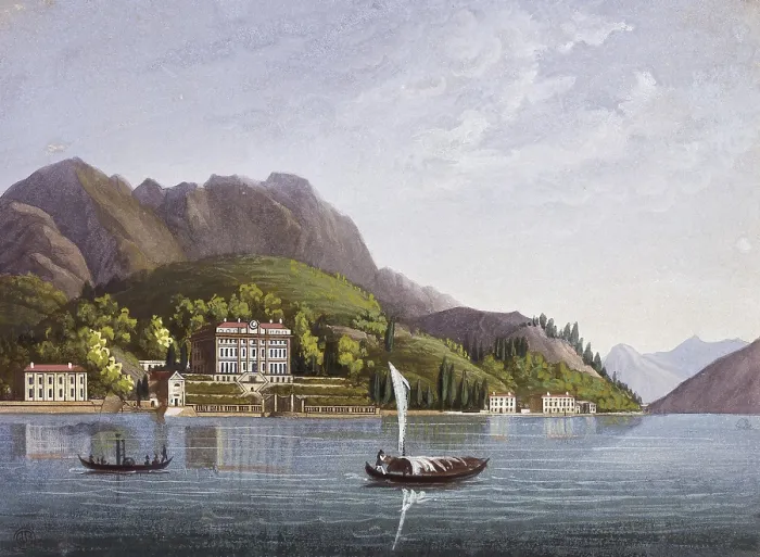 Framed Print : Cadenabbia (Italy). Villa Carlotta on the banks of the Como Lake. Illustration from the 19th c. ITALY. Milan