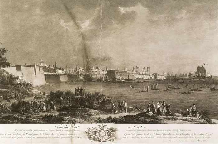Framed Print : Cadiz. Harbour. Engraving. SPAIN. Madrid. National Library. AISA / Everett Collection**US SALES ONLY**