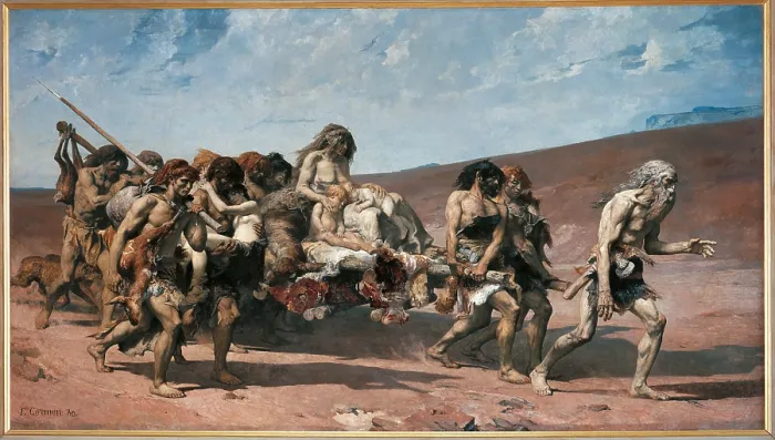 Framed Print : Cain, by Fernand (or Fernand-Anne Piestre) Cormon, 1880, 19th Century, oil on canvas, cm 384 x 700 - France, Ile de France, Paris, Muse dOrsay
