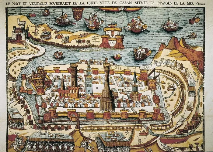 Framed Print : Calais in 1538. Xylography. ITALY. Milan. Civica Raccolta delle Stampe 'Achille Bertarelli' (Achille Bertarelli collection of prints)