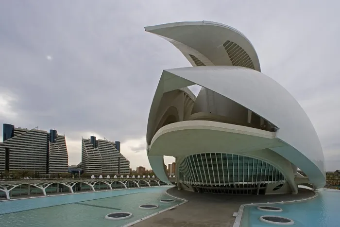 Framed Print : CALATRAVA, Santiago (1951). Reina Sofia Palace of Arts. 2005. SPAIN. Valencia. City of Arts and Sciences. AISA / Everett Collection - Image has fine art copyright