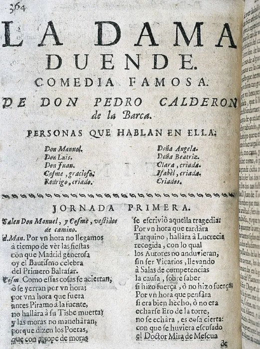 Framed Print : CALDERON DE LA BARCA, Pedro (1600-1681). 'The Lady Fairy', comedy of Calderon de la Barca. Edition printed in Madrid in 1664. SPAIN. Barcelona. Theatre Institute