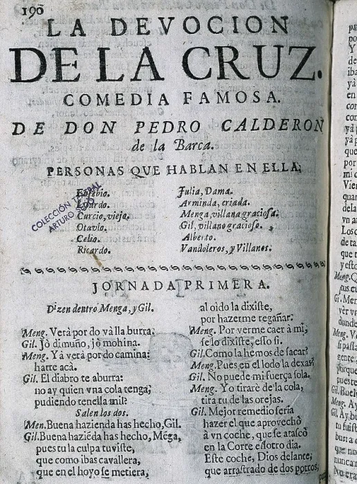 Framed Print : CALDERON DE LA BARCA, Pedro (1600-1681). 'The Devotion of the Cross', comedy of Calderon de la Barca. Edited in Madrid in 1664. SPAIN. Barcelona. Theatre Institute