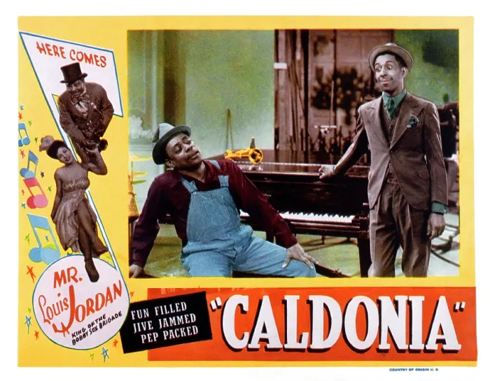 Framed Print : CALDONIA, US lobbycard, Louis Jordan, (top left), Nicky O'Daniel, (bottom left), 1945