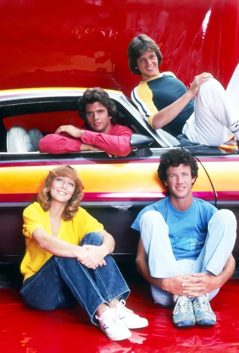 Framed Print : CALIFORNIA FEVER, from left: Michele Tobin, Lorenzo Lamas, Jimmy McNichol, Marc McClure (top), 1979