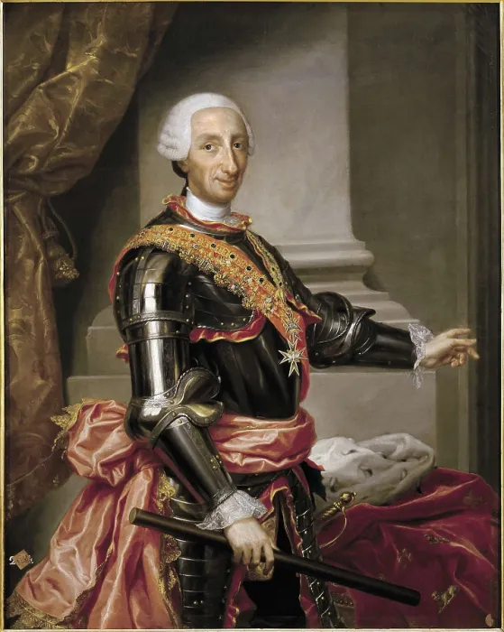 Framed Print : CALLEJA, Andrs de la (1705-1785). Portrait of Charles III. 1777. Copy of a portrait by Mengs. Neoclassicism. Oil on canvas. SPAIN. Madrid. St. Fernando Royal Academy Museum