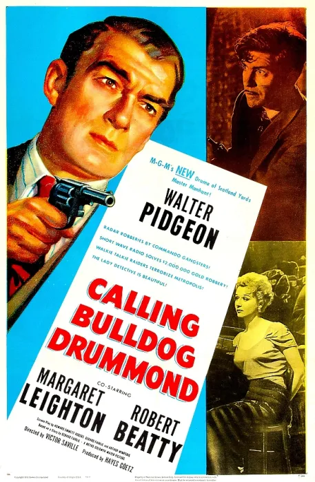 Framed Print : CALLING BULLDOG DRUMMOND, US poster, from top clockwise: Walter Pidgeon, Robert Beatty, Margaret Leighton, 1951