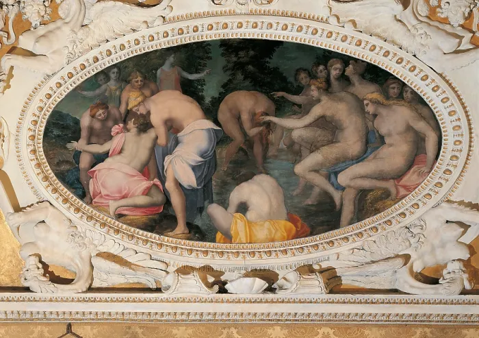 Framed Print : Callisto at Bath, by Unknown Artist, 1550 about, 16th Century, fresco, - Italy, Lazio, Rome, Palazzo Spada, Room Callisto. All Framed Print : Callisto at Bath, by Unknown Artist, 1550 about, 16th Century, fresco, - Italy, Lazio, Rome, Palazzo Spada, Room Callisto. All