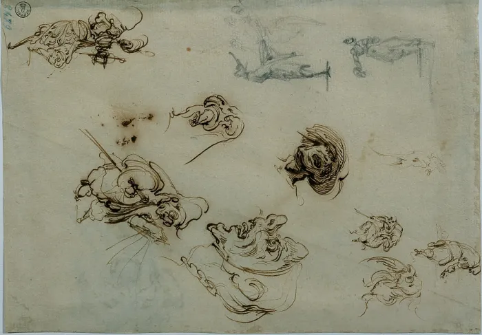 Framed Print : Callot Jacques, Caricatures and Grotesque Figures, 1611 - 1620, 17th Century, pen and black pencil on white paper, Italy, Tuscany, Florence, Uffizi Gallery
