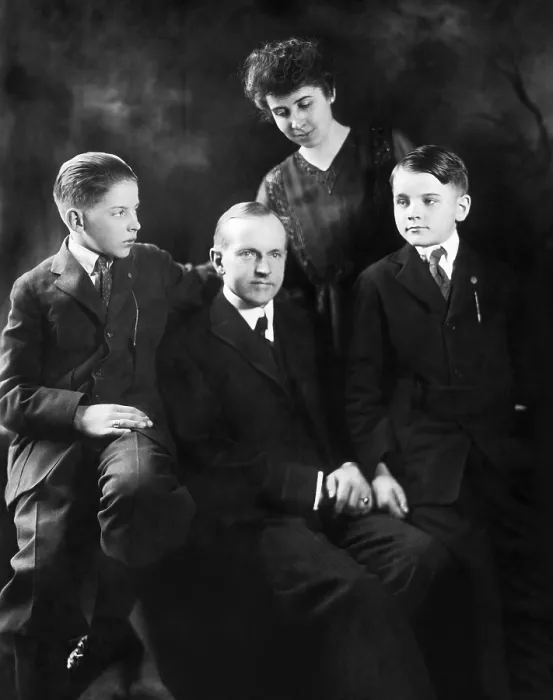 Framed Print : Calvin Coolidge, Grace Coolidge and their sons during his time as governor of Massachusetts, circa 1919. Courtesy: CSU Archives / Everett Collection