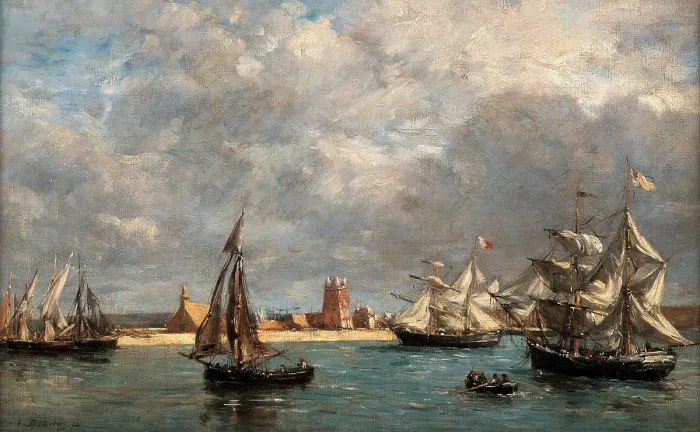 Framed Print : Camaret Dock, by Eugne Boudin, 1872, 19th Century, oil on canvas - France, Paris, Muse d'Orsay. Whole artwork view Framed Print : Camaret Dock, by Eugne Boudin, 1872, 19th Century, oil on canvas - France, Paris, Muse d'Orsay. Whole artwork view