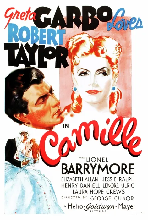 Framed Print : CAMILLE, US poster art, top from left: Robert Taylor, Greta Garbo, 1936