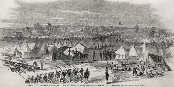 Framed Print : Camp of Confederate troops at White Springs, Virginia, near the Manassas Gap railroad Framed Print : Camp of Confederate troops at White Springs, Virginia, near the Manassas Gap railroad