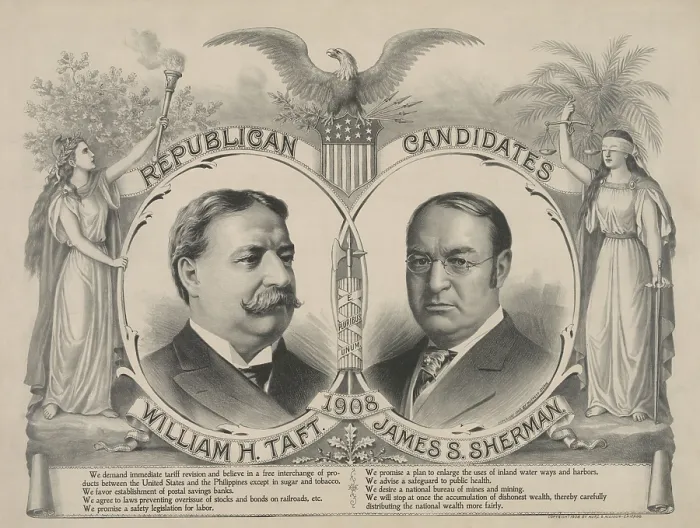 Framed Print : Campaign poster for the Republican candidates in the 1908 Presidential election