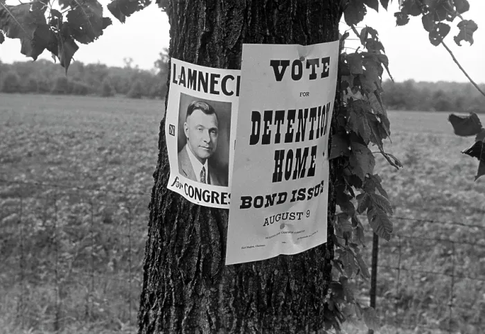 Framed Print : Campaign posters, central Ohio, Route 40. Summer 1938. Ben Shahn, photographer Framed Print : Campaign posters, central Ohio, Route 40. Summer 1938. Ben Shahn, photographer