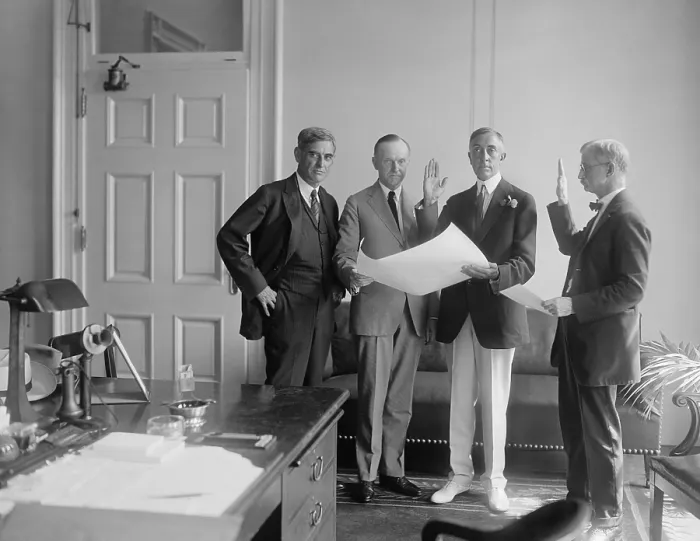 Framed Print : Campbell Bascom Slemp sworn in as Presidential Secretary to Calvin Coolidge, Sept 4, 1923
