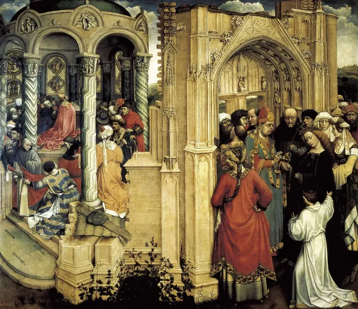 Framed Print : Campin, Robert, called 'Master of Flmalle' (1378-1444). The Betrothal of the Virgin. ca. 1425. Flemish art. Oil on wood. SPAIN. Madrid. Prado Museum