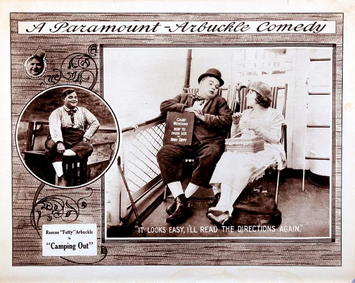 Framed Print : CAMPING OUT, lobbycard, Roscoe Fatty Arbuckle (left and center), Alice Lake (right), 1919 Framed Print : CAMPING OUT, lobbycard, Roscoe Fatty Arbuckle (left and center), Alice Lake (right), 1919