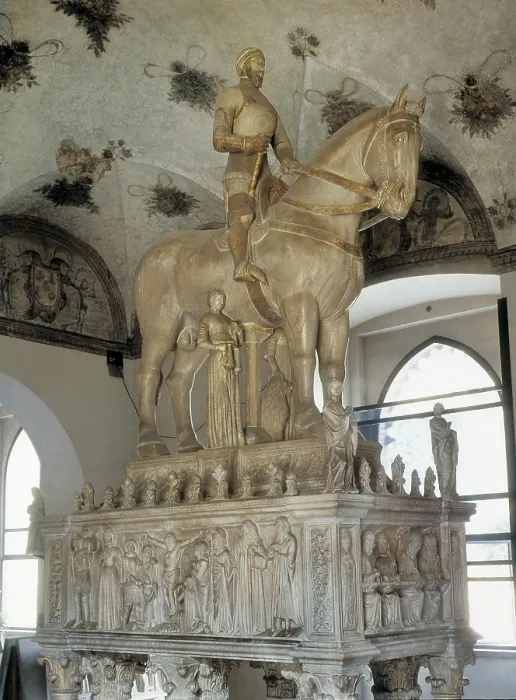 Framed Print : CAMPIONE, Bonino da ( -1397). Monument to Bernabo Visconti. 1363-1385. ITALY. Milan. Sforzesco Palace. Equestrian figure. Renaissance art. Trecento. Sculpture on marble