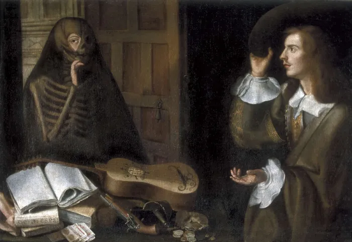 Framed Print : CAMPROBIN PASSANO, Pedro de (first half 17th century-1678). The Death and the young Gentleman. SPAIN. Sevilla. Hospital de la Caridad (Charity Hospital). Baroque art